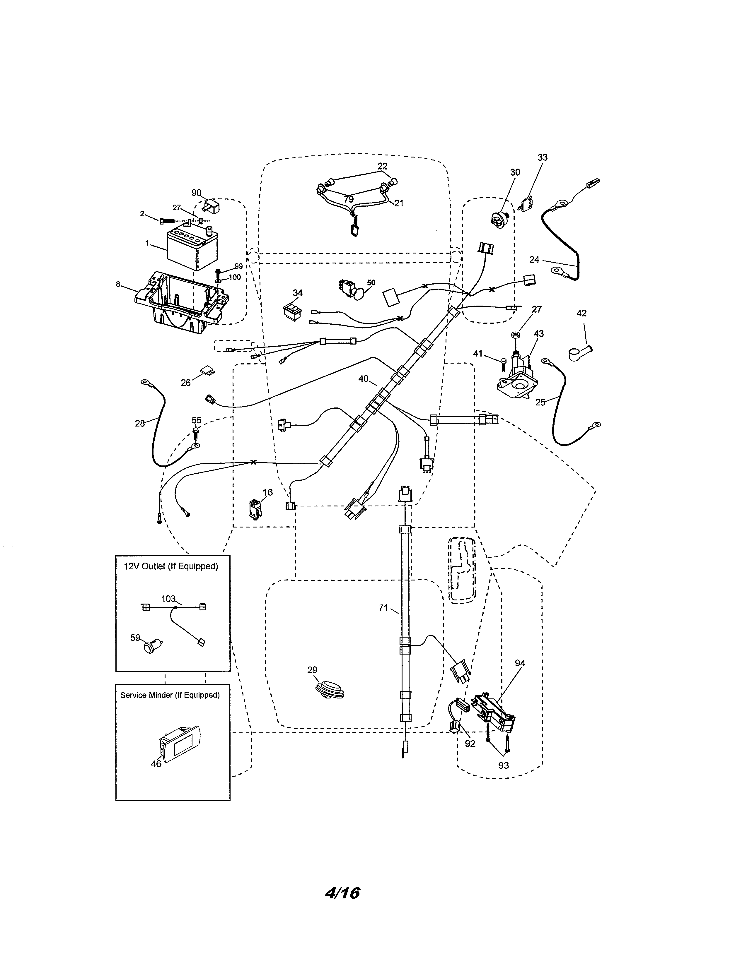 Electrical Diagram and Parts List for 917204070  Craftsman Lawn Tractor