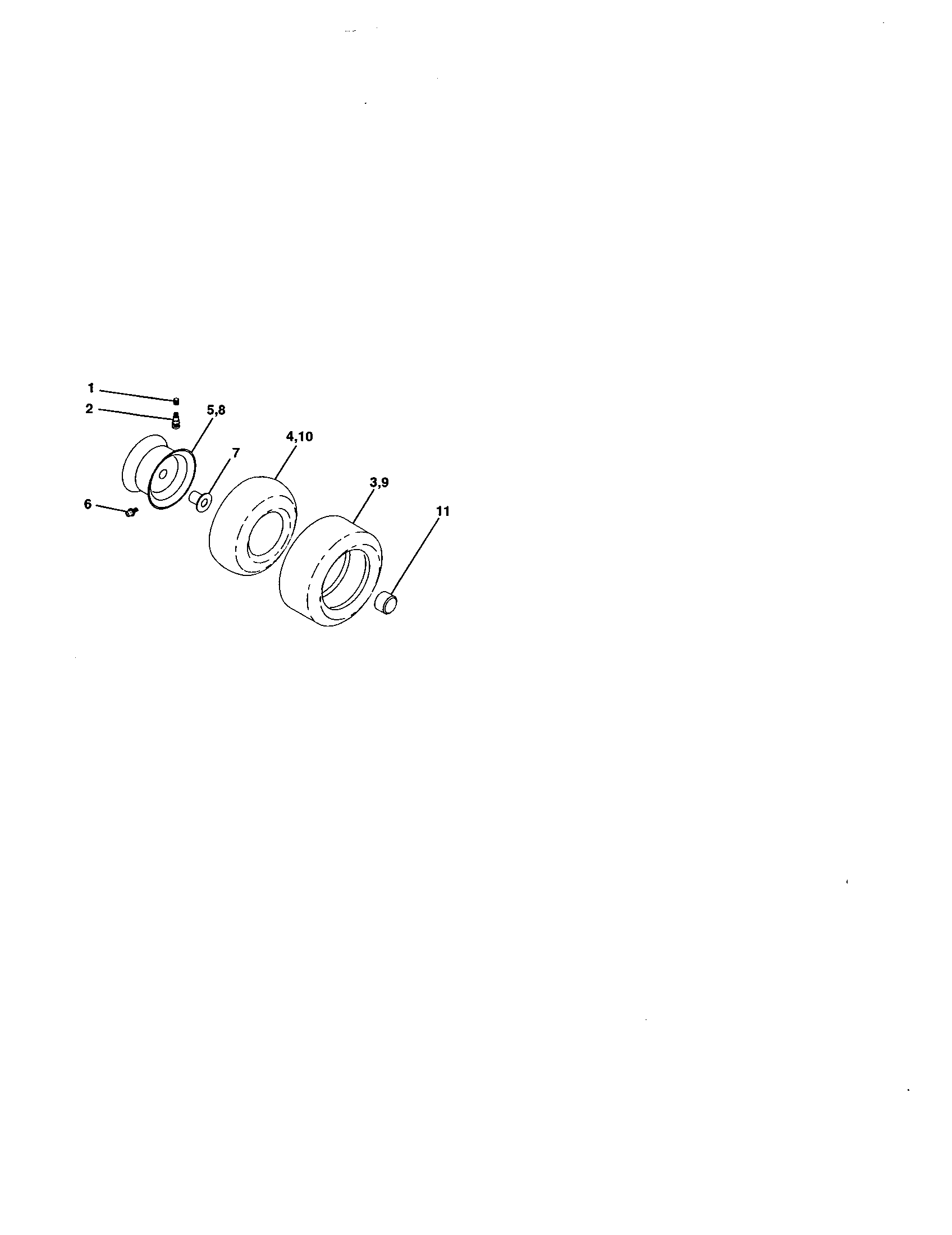 Wheels And Tires Diagram and Parts List for 917253870  Craftsman Lawn Tractor