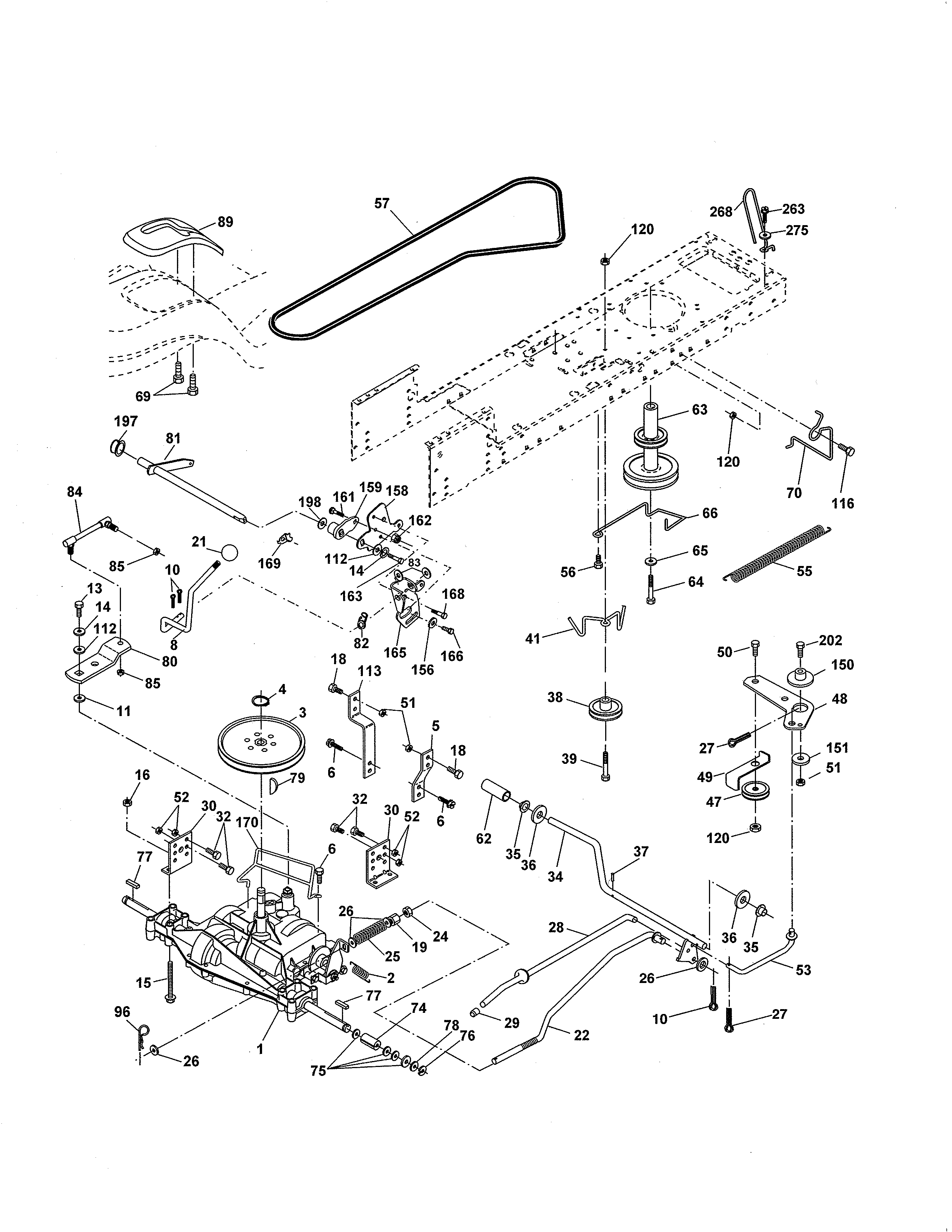 Drive Diagram and Parts List for 917986191  Craftsman Lawn Tractor