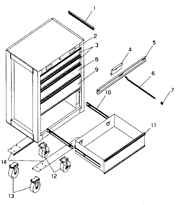 Chest Diagram and Parts List for 706652001  Craftsman Tool Stand & Cart
