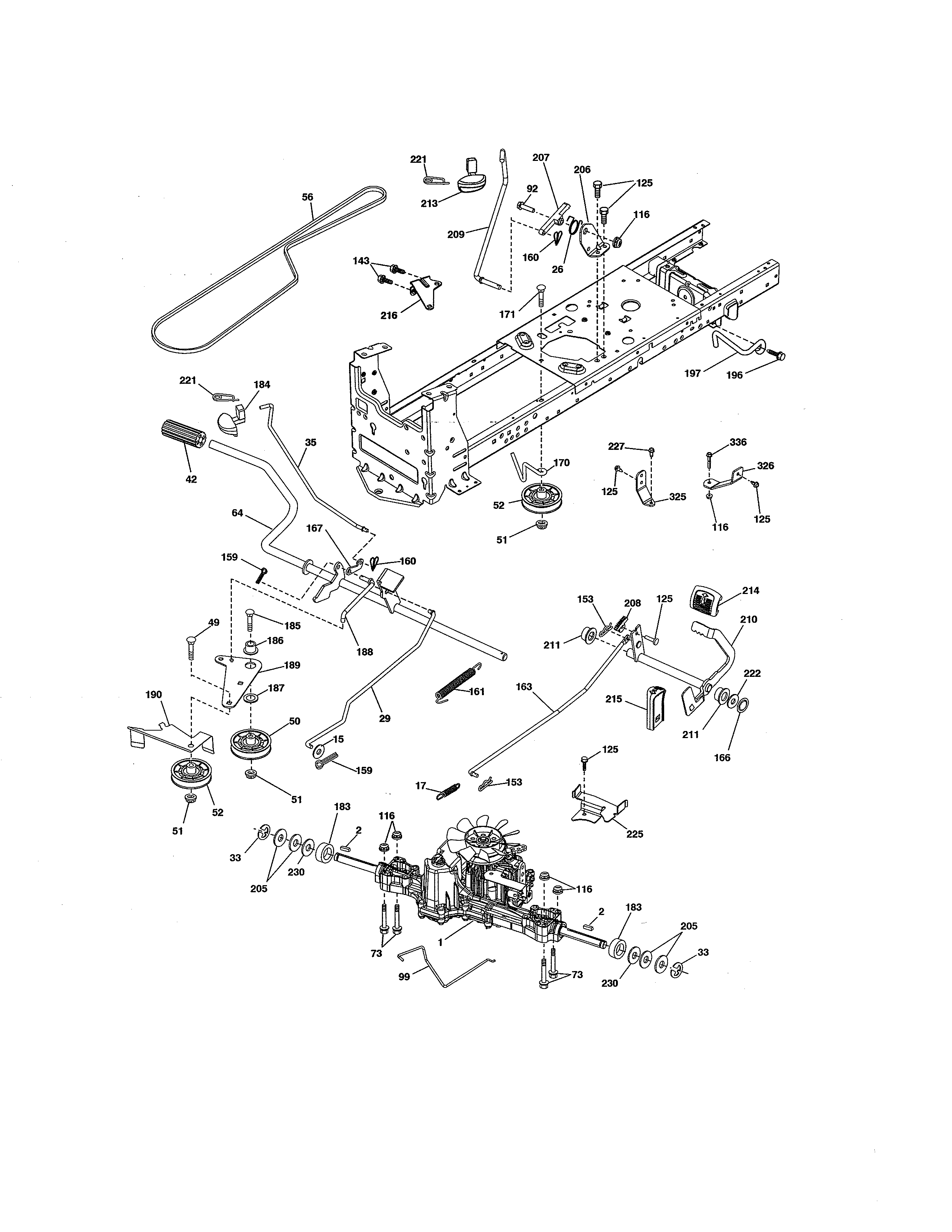Ground Drive Diagram and Parts List for 917255745  Craftsman Lawn Tractor