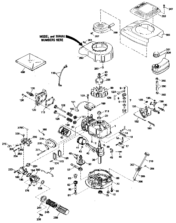 Replacement Parts Diagram and Parts List for 143434282  Craftsman Engine