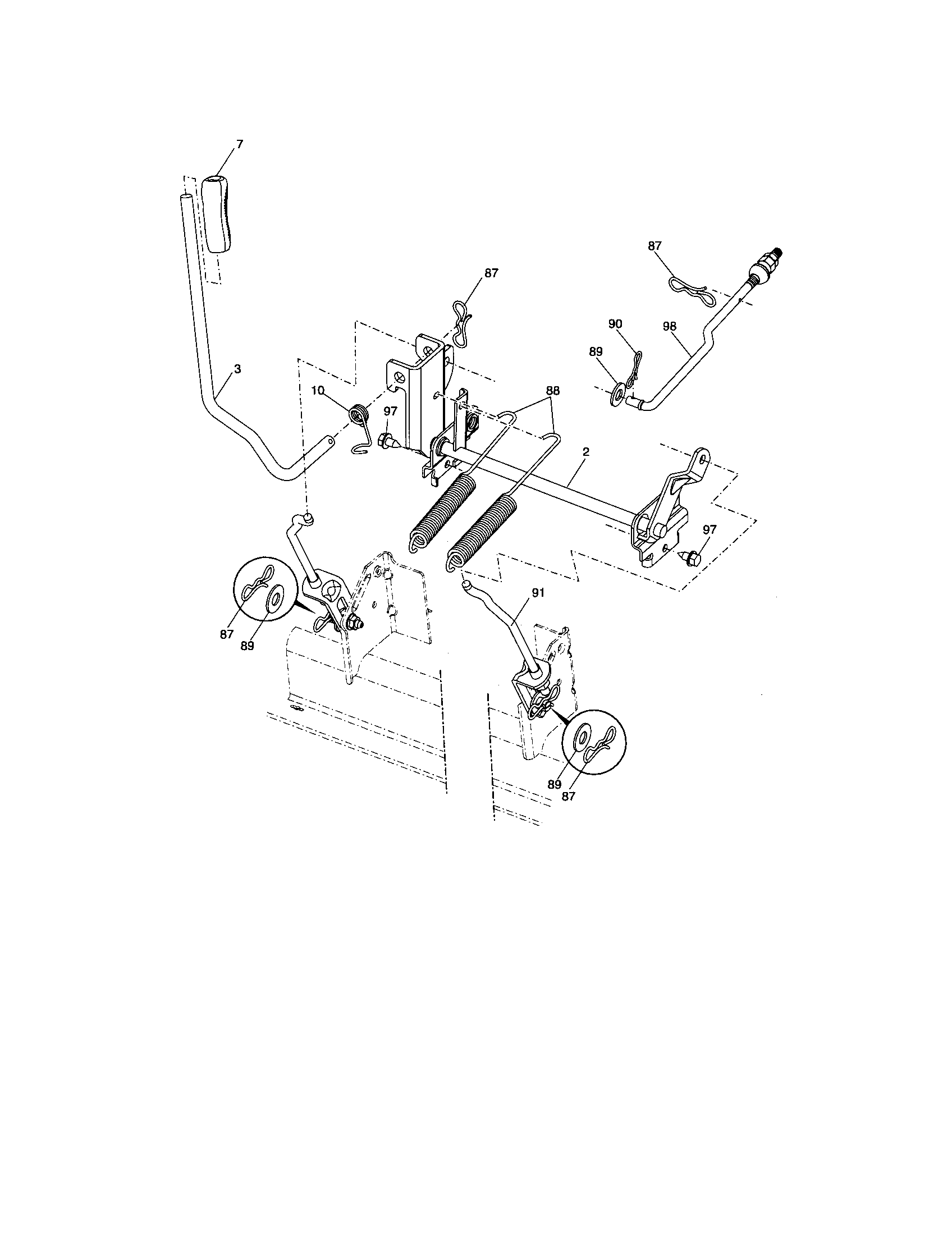 Lift Assembly Diagram and Parts List for 917276923  Craftsman Lawn Tractor