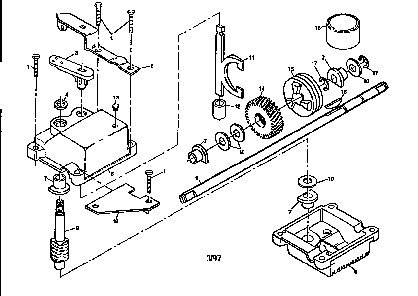 Gear Case Assembly Diagram and Parts List for 917702510  Craftsman Lawn Tractor