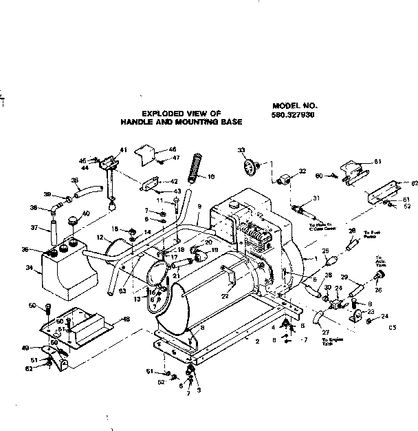 Handle And Mounting Base Diagram and Parts List for 580327930  Craftsman Engine