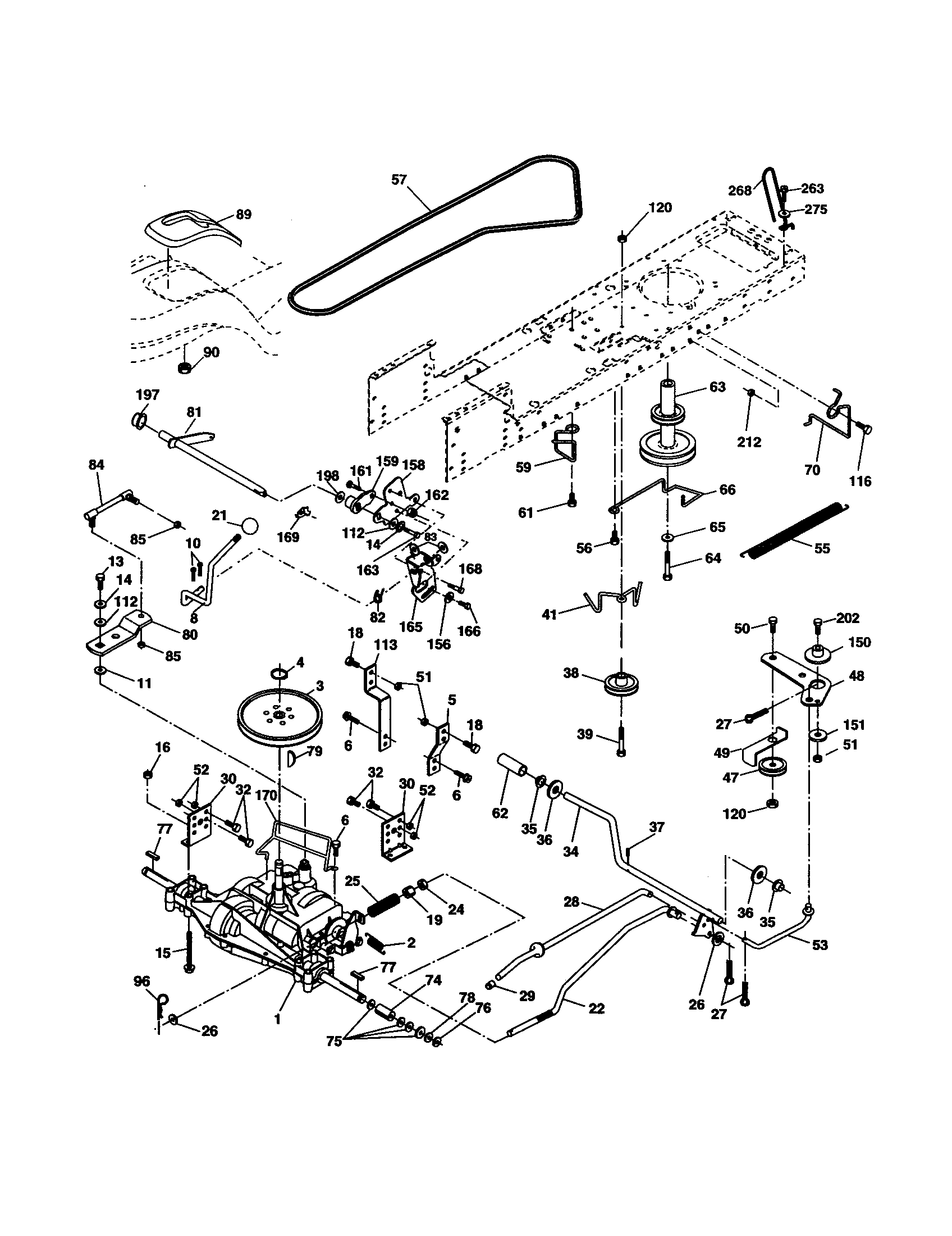 Drive Diagram and Parts List for 917277410  Craftsman Lawn Tractor