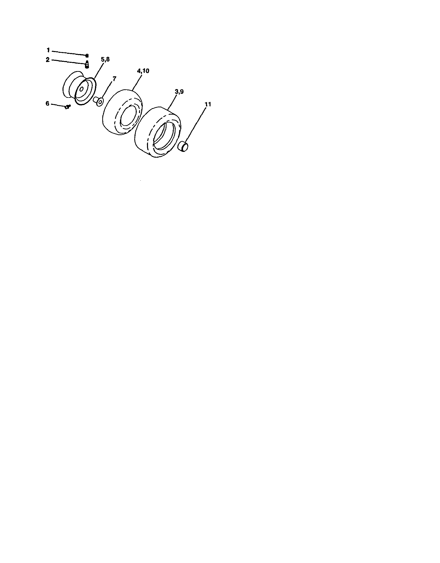 Wheels And Tires Diagram and Parts List for 917277311  Craftsman Lawn Tractor