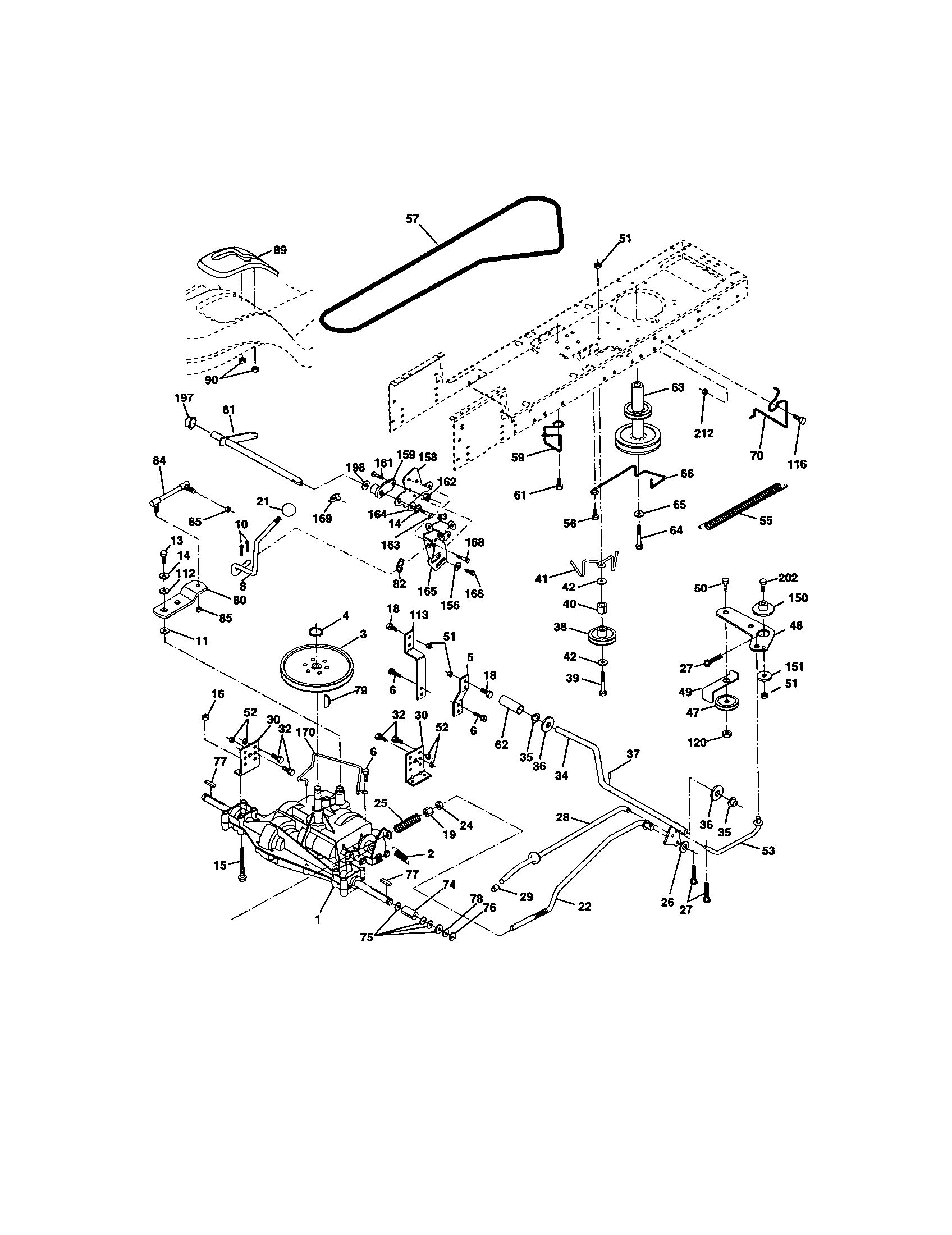 Ground Drive Diagram and Parts List for 917271634  Craftsman Lawn Tractor