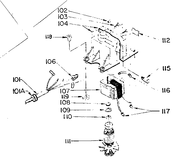 Motor Assembly Diagram and Parts List for 501563-1  Craftsman Power Motor