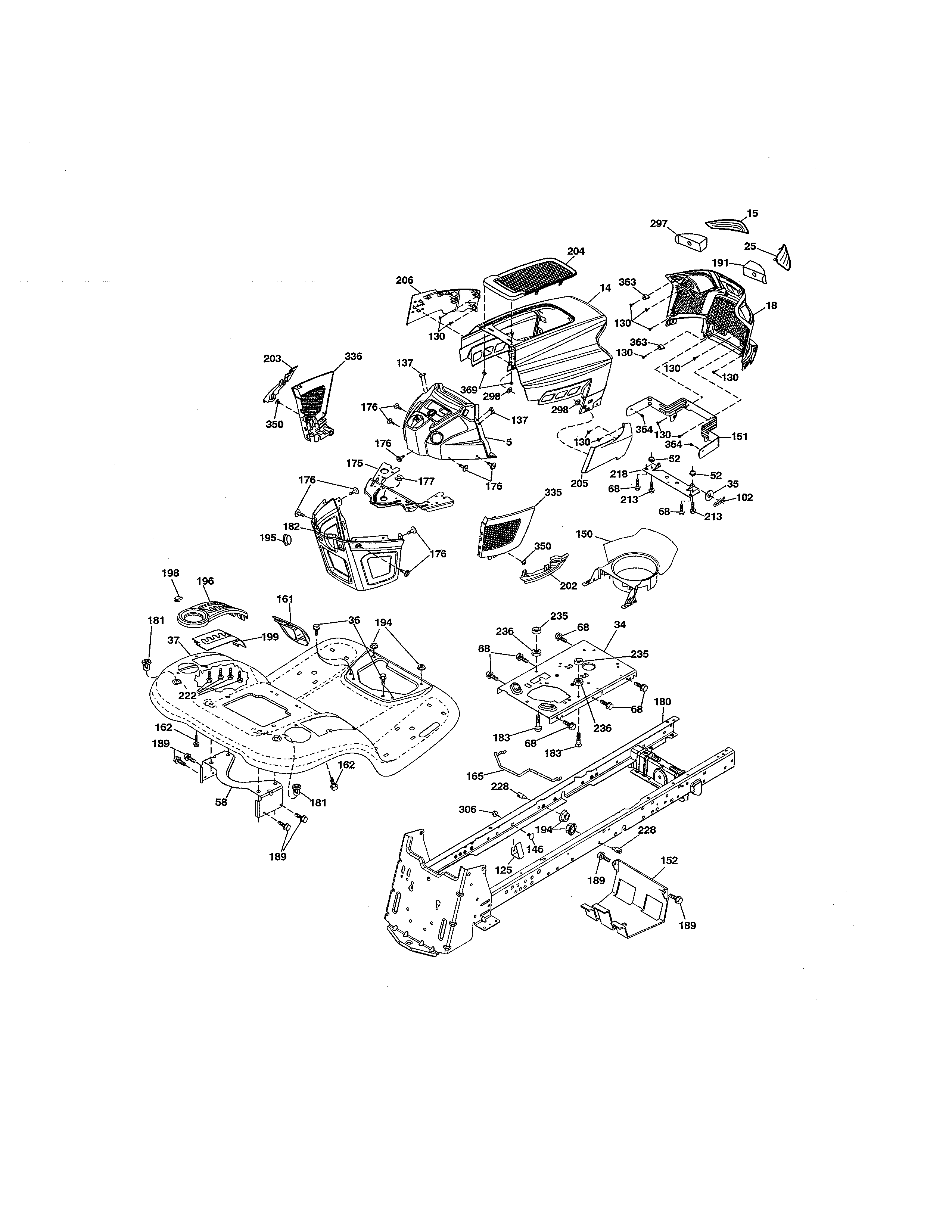 Chassis & Enclosures Diagram and Parts List for 917986441  Craftsman Lawn Tractor