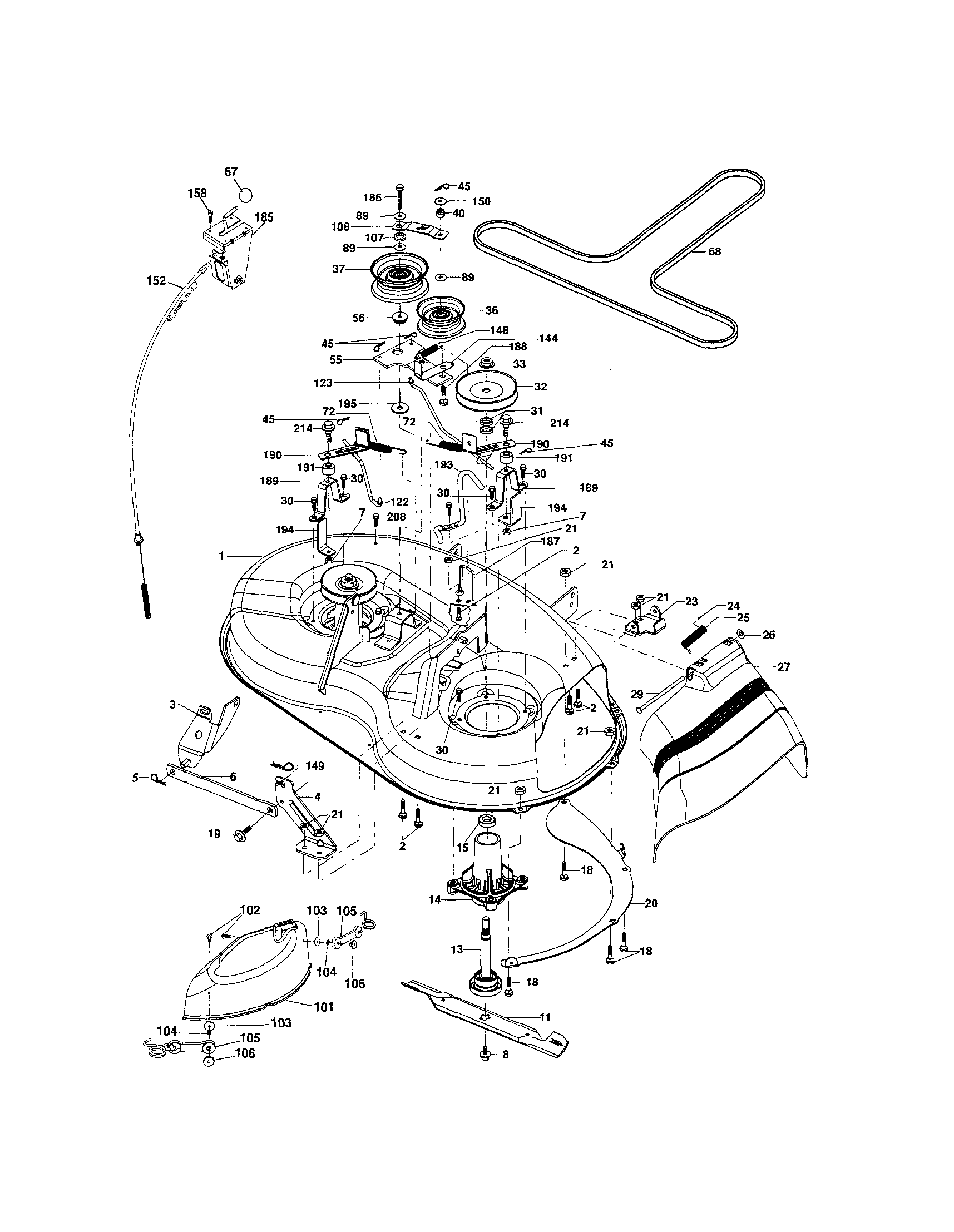 Mower Diagram and Parts List for 917253620  Craftsman Lawn Tractor