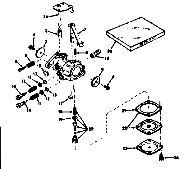 Carburetor Diagram and Parts List for 143621062  Craftsman Engine