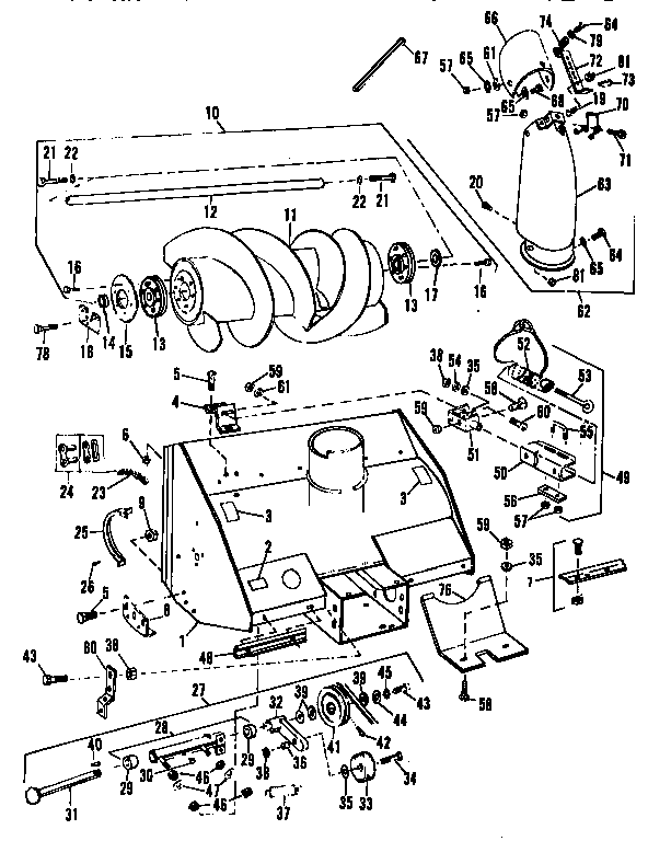 Auger  Assembly Diagram and Parts List for 842240561  Craftsman Snow Blower
