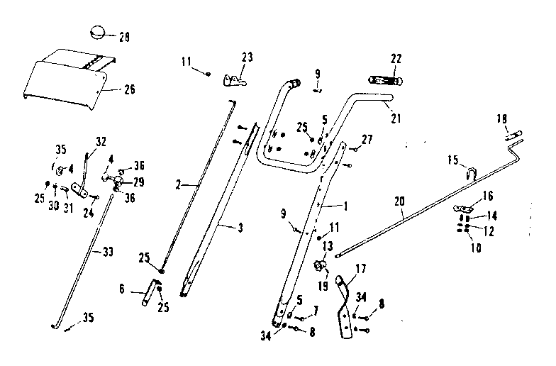 Handle Assembly Diagram and Parts List for 53682560  Craftsman Snow Blower