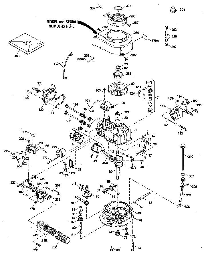 Replacement Parts Diagram and Parts List for 143404442  Craftsman Engine