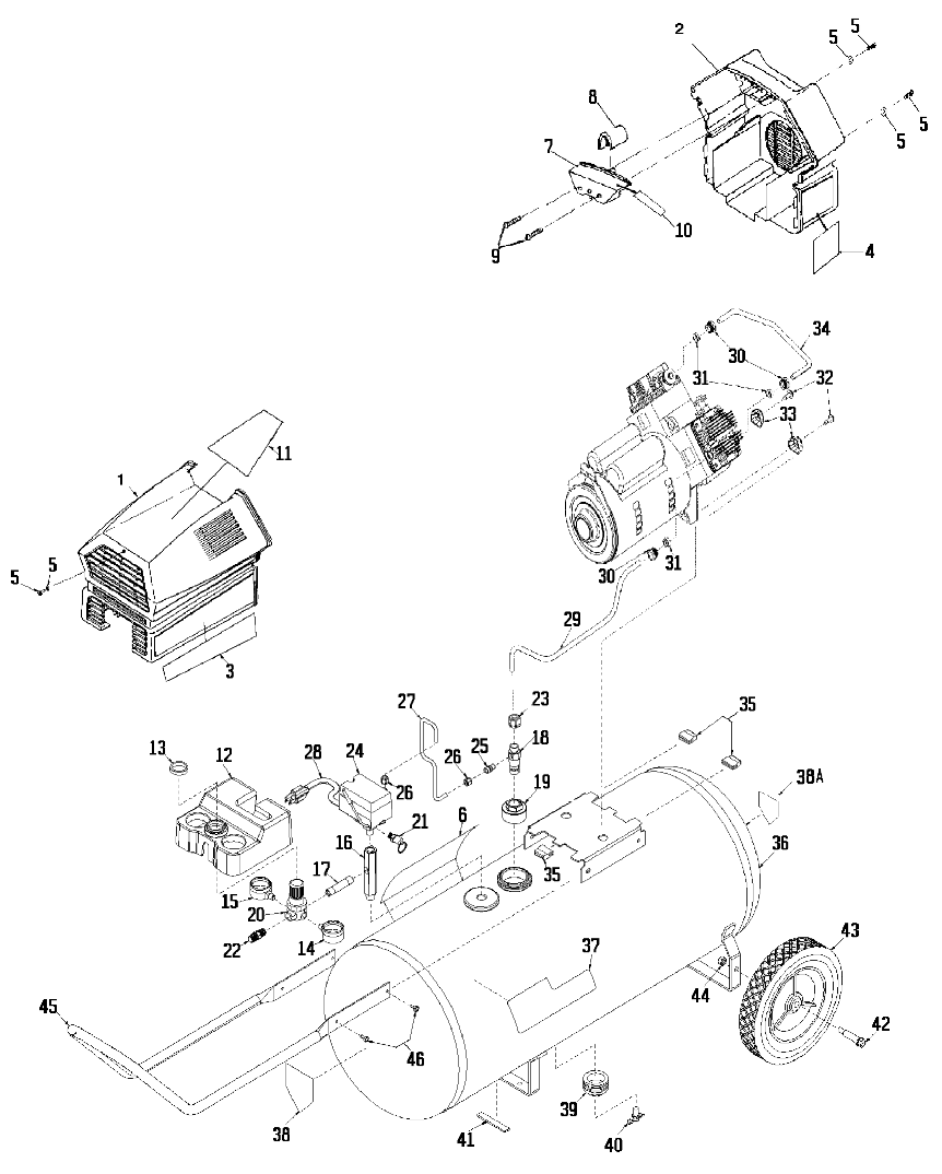 Default Diagram and Parts List for 919-72633 Type 0 Craftsman Compressor