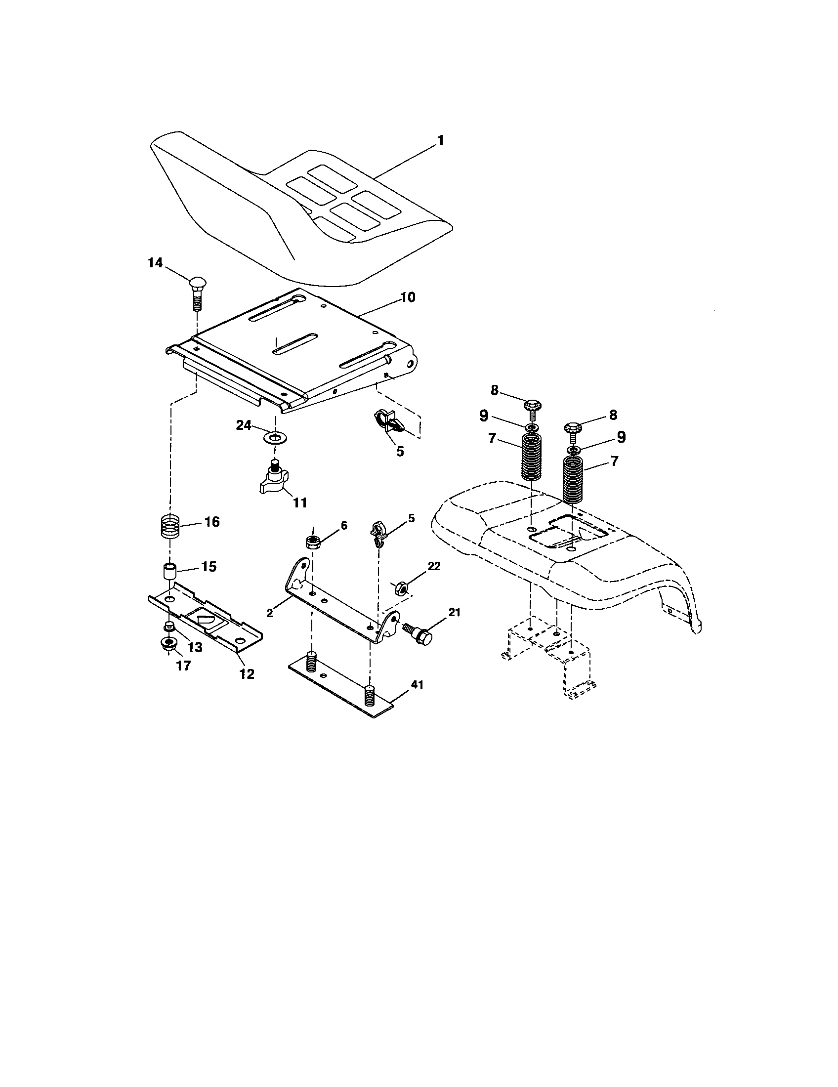 Seat Assembly Diagram and Parts List for 917276825  Craftsman Lawn Tractor