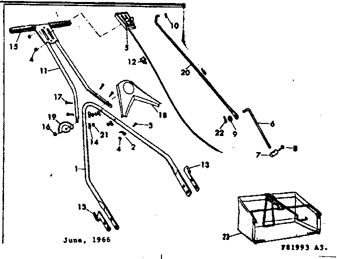 Handle Assembly Diagram and Parts List for 53681993  Craftsman Lawn Mower