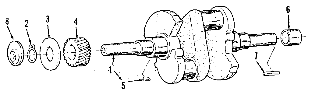 Crankshaft Diagram and Parts List for 73911054C  Craftsman Engine