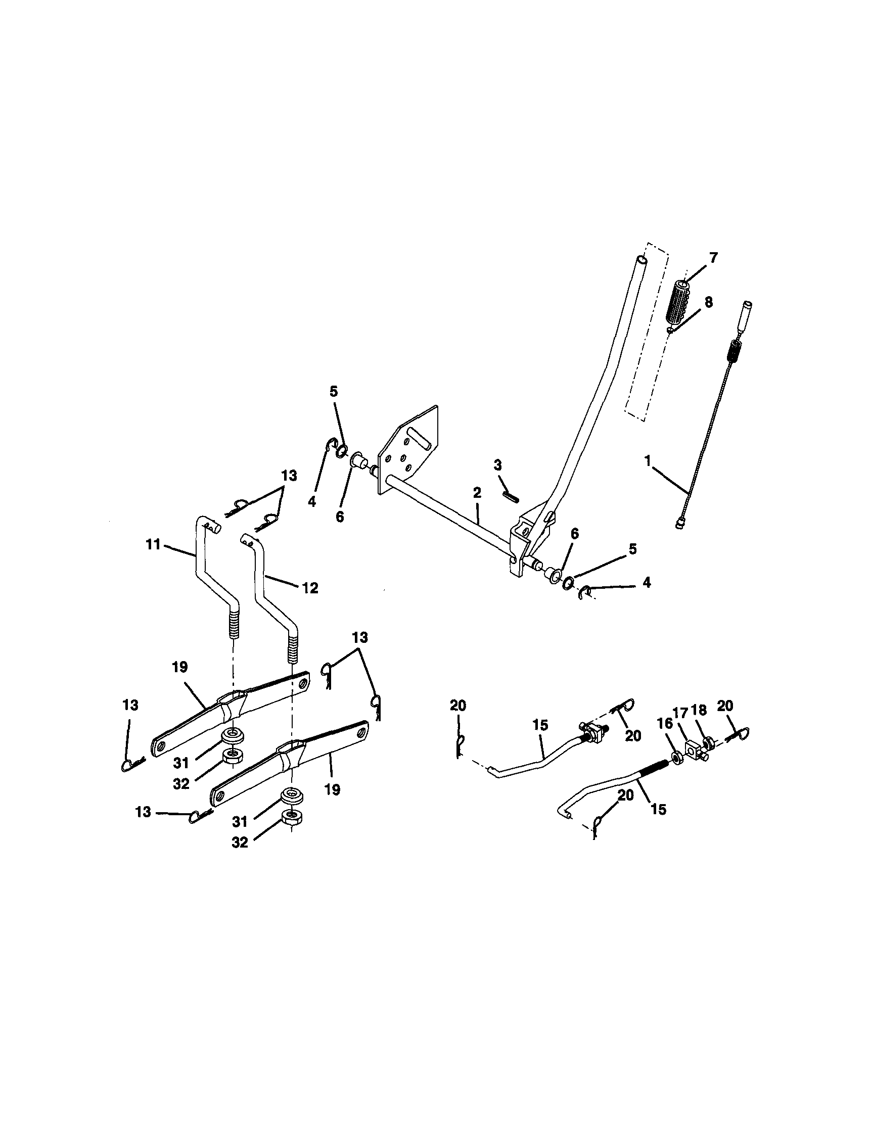 Lift Diagram and Parts List for 917270731  Craftsman Lawn Tractor