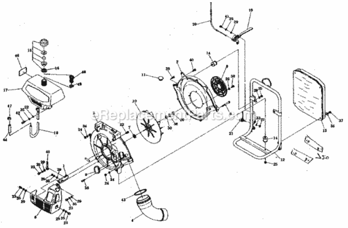 Page A Diagram and Parts List for 636798690  Craftsman Leaf Blower / Vacuum