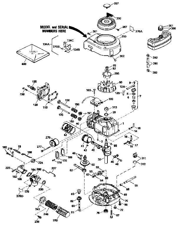 Replacement Parts Diagram and Parts List for 143434562  Craftsman Engine