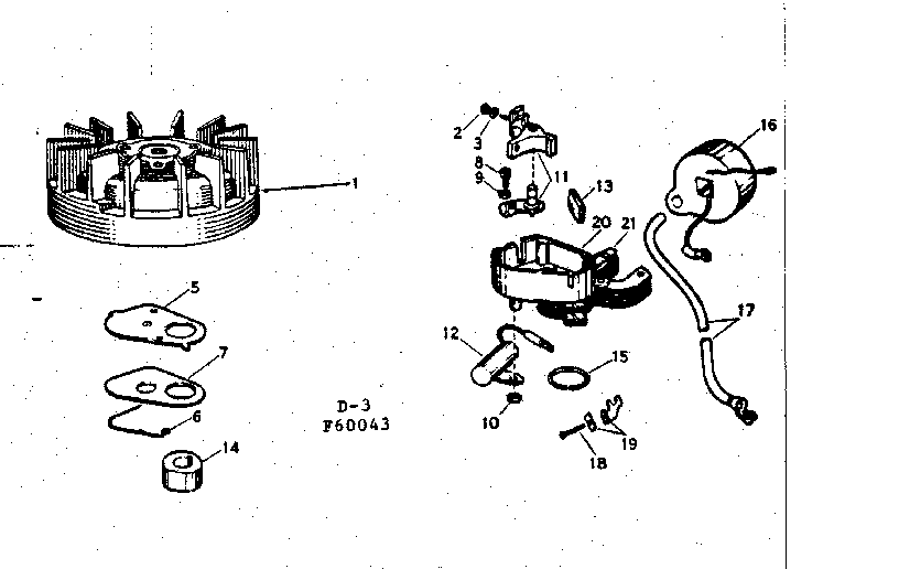 Magneto No. 610630 Diagram and Parts List for 91760043  Craftsman Chainsaw