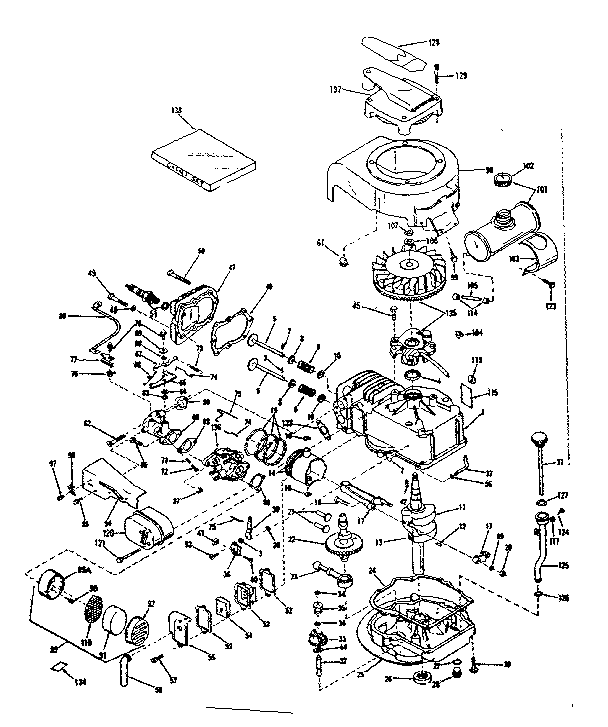 Basic Engine Diagram and Parts List for 143122272  Craftsman Engine