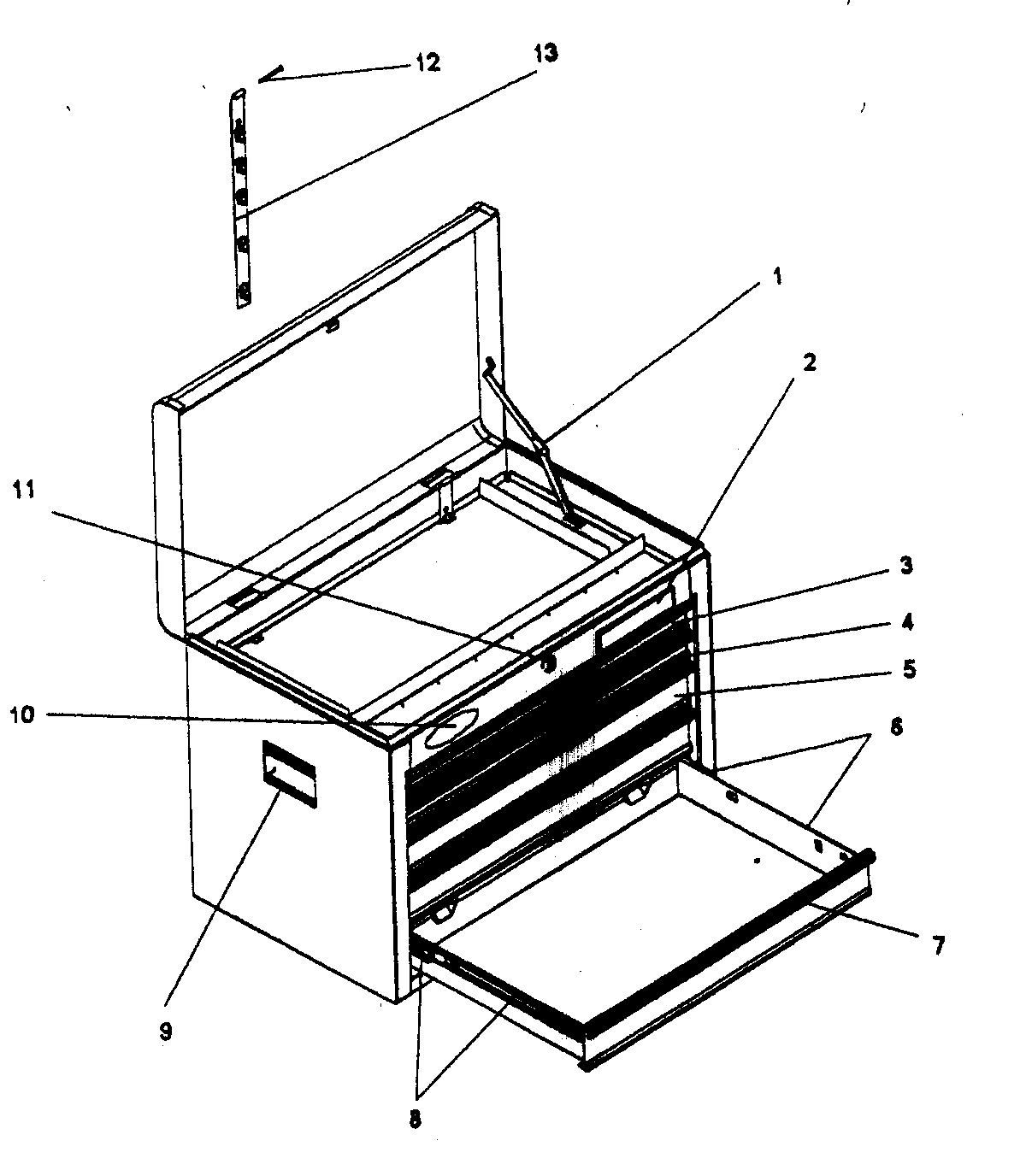 Cabinet Parts Diagram and Parts List for 706592440  Craftsman Tool Stand & Cart