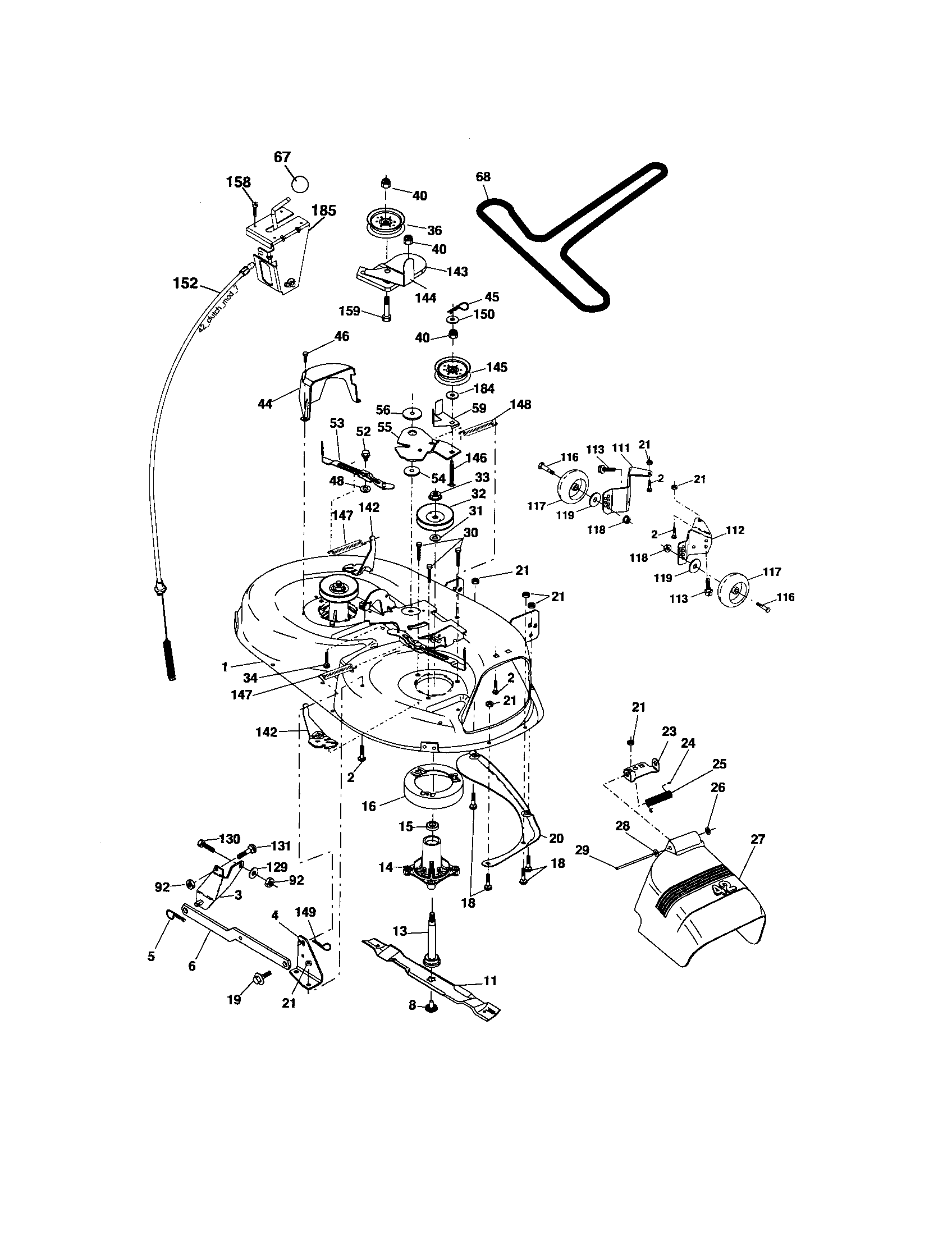 Mower Deck Diagram and Parts List for 917276825  Craftsman Lawn Tractor