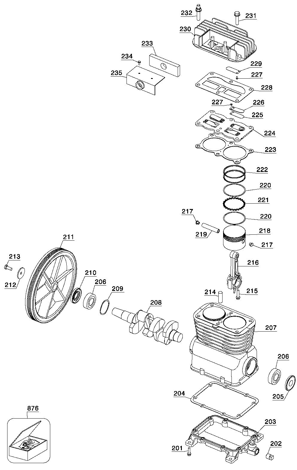 PUMP Diagram and Parts List for 919-18419 Type 2 Craftsman Compressor