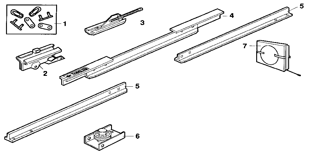 Rail Assembly Diagram and Parts List for 13953525  Craftsman Garage Door Opener