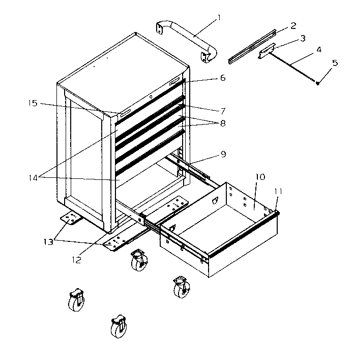 Tool Box Diagram and Parts List for 706597156  Craftsman Tool Stand & Cart