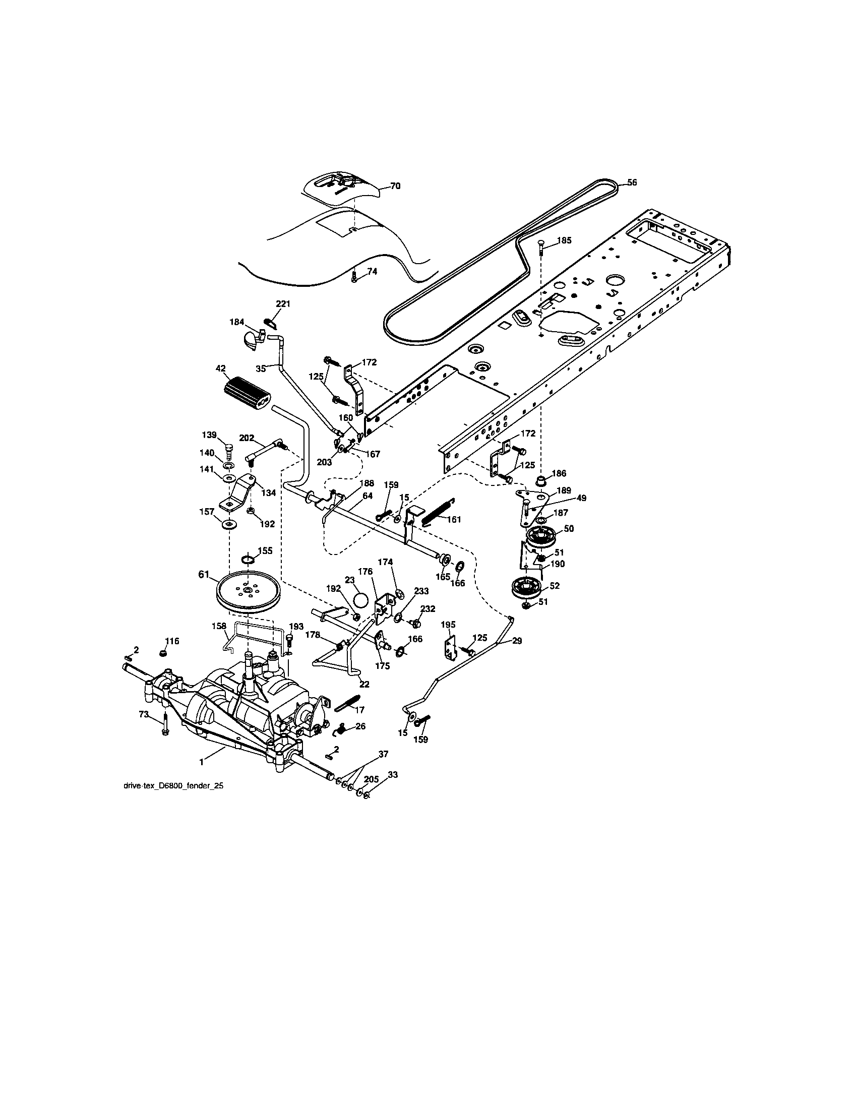 Ground Drive Diagram and Parts List for 917287230  Craftsman Lawn Tractor