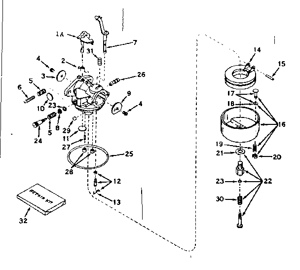 Carburetor Diagram and Parts List for 143576122  Craftsman Engine