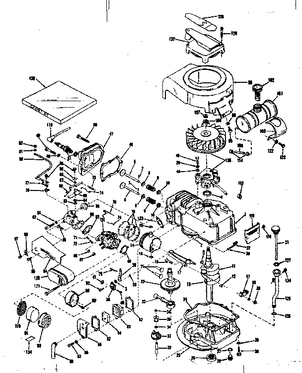 Basic Engine Diagram and Parts List for 143102031  Craftsman Engine
