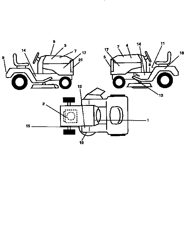 Decals Diagram and Parts List for 917258111  Craftsman Lawn Tractor