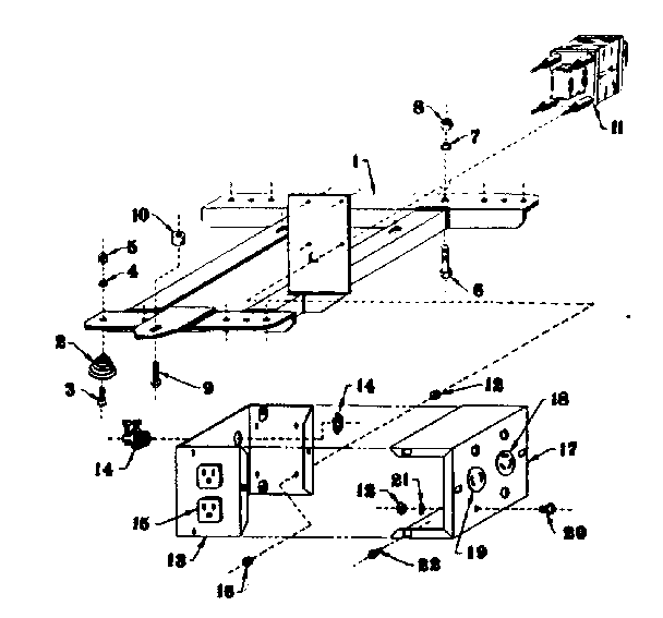 Mounting Base Diagram and Parts List for 5803188-3  Craftsman Engine