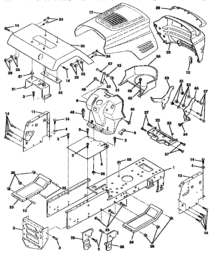 Chassis And Enclosures Diagram and Parts List for 917252581  Craftsman Lawn Tractor