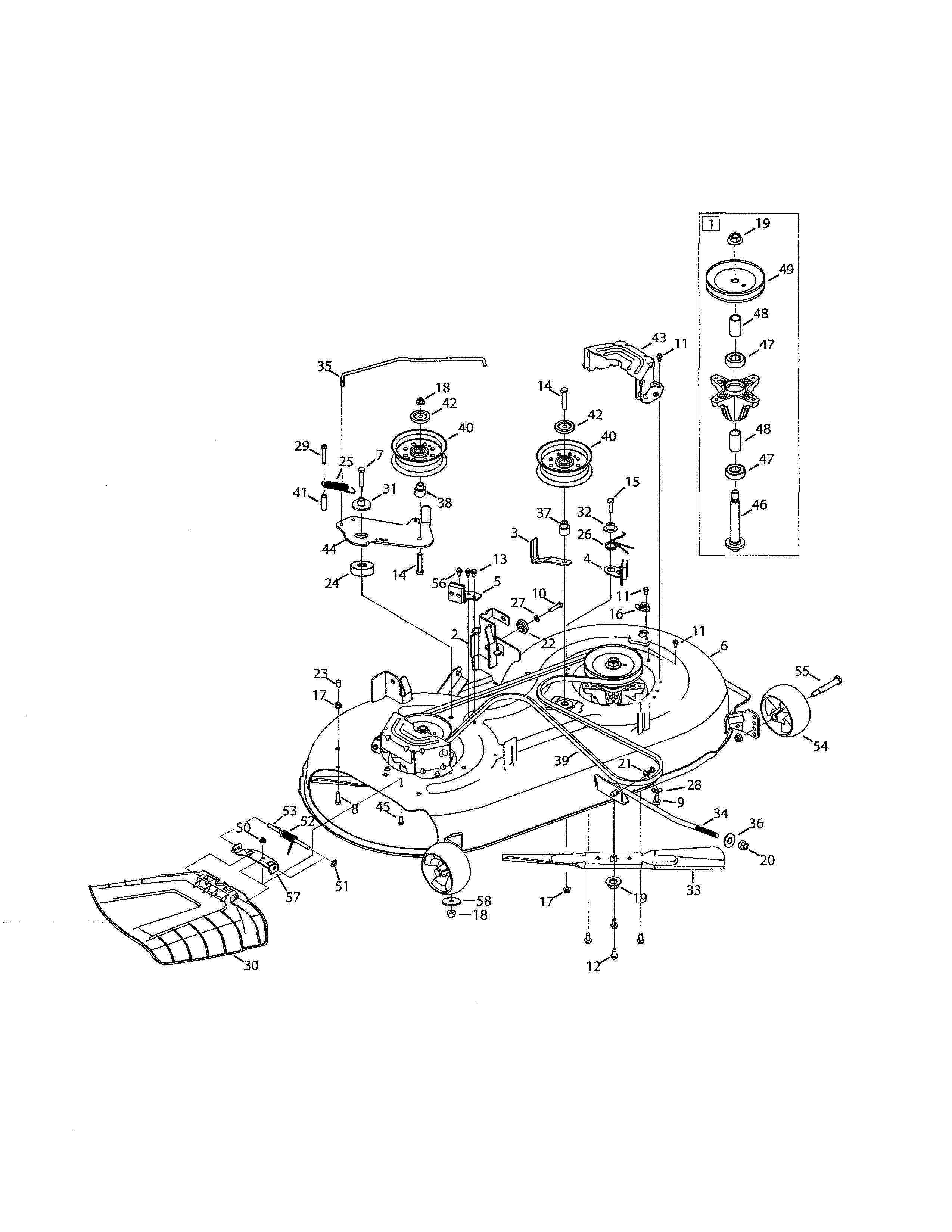 Deck/spindle Pulley Diagram and Parts List for 247203776  Craftsman Lawn Tractor