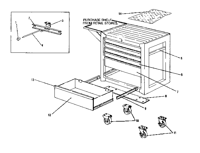 Unit Parts Diagram and Parts List for 706651820  Craftsman Cabinet