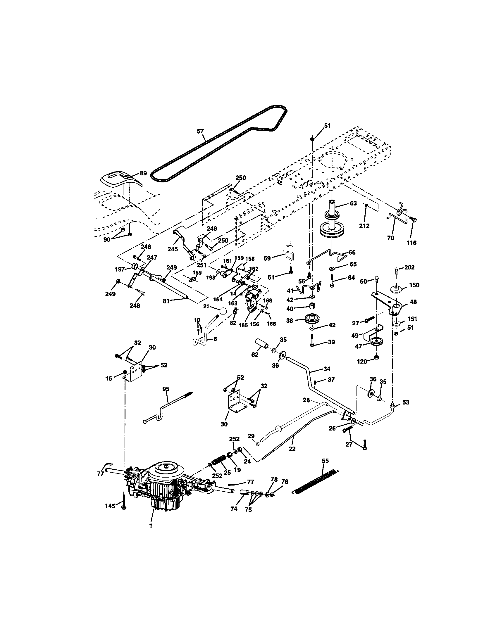 Ground Drive Diagram and Parts List for 917271744  Craftsman Lawn Tractor