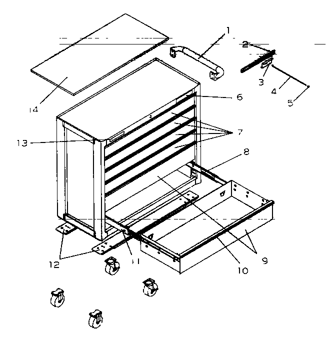 Tool Cart Diagram and Parts List for 706619731  Craftsman Tool Stand & Cart