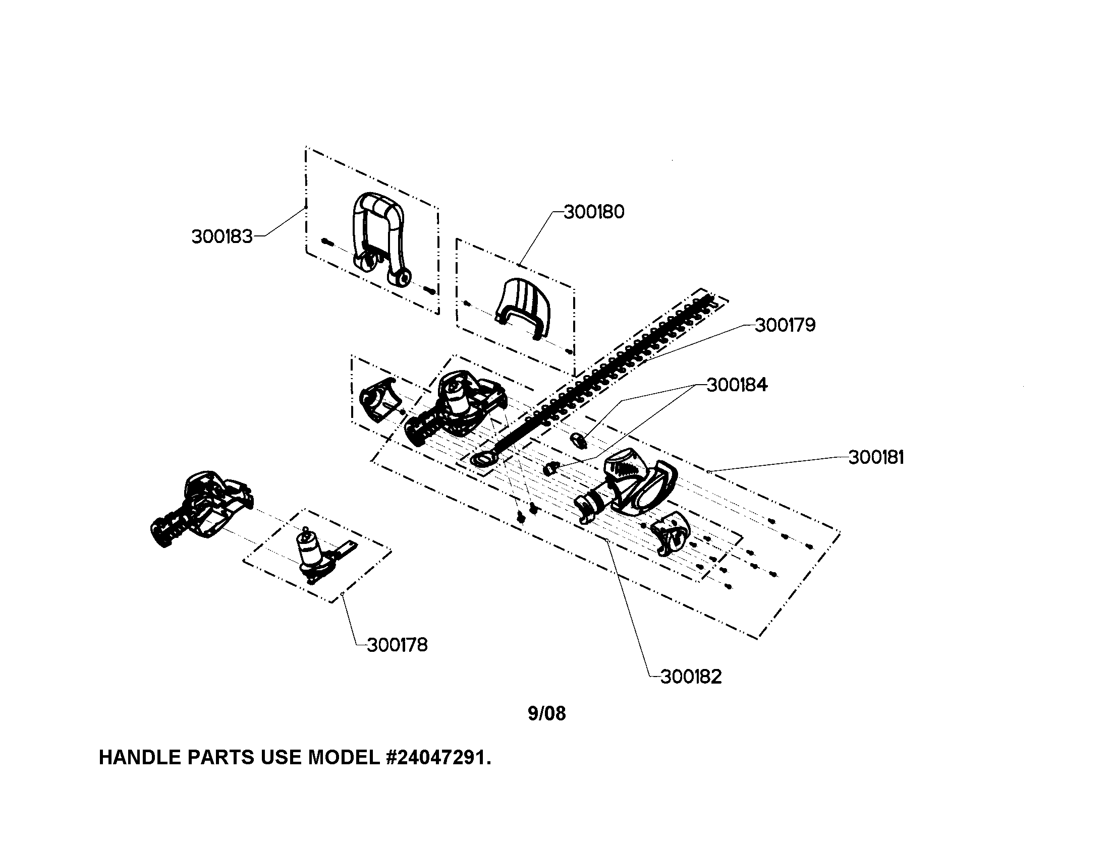 Hedge Trimmer Diagram and Parts List for 24074290  Craftsman Trimmer
