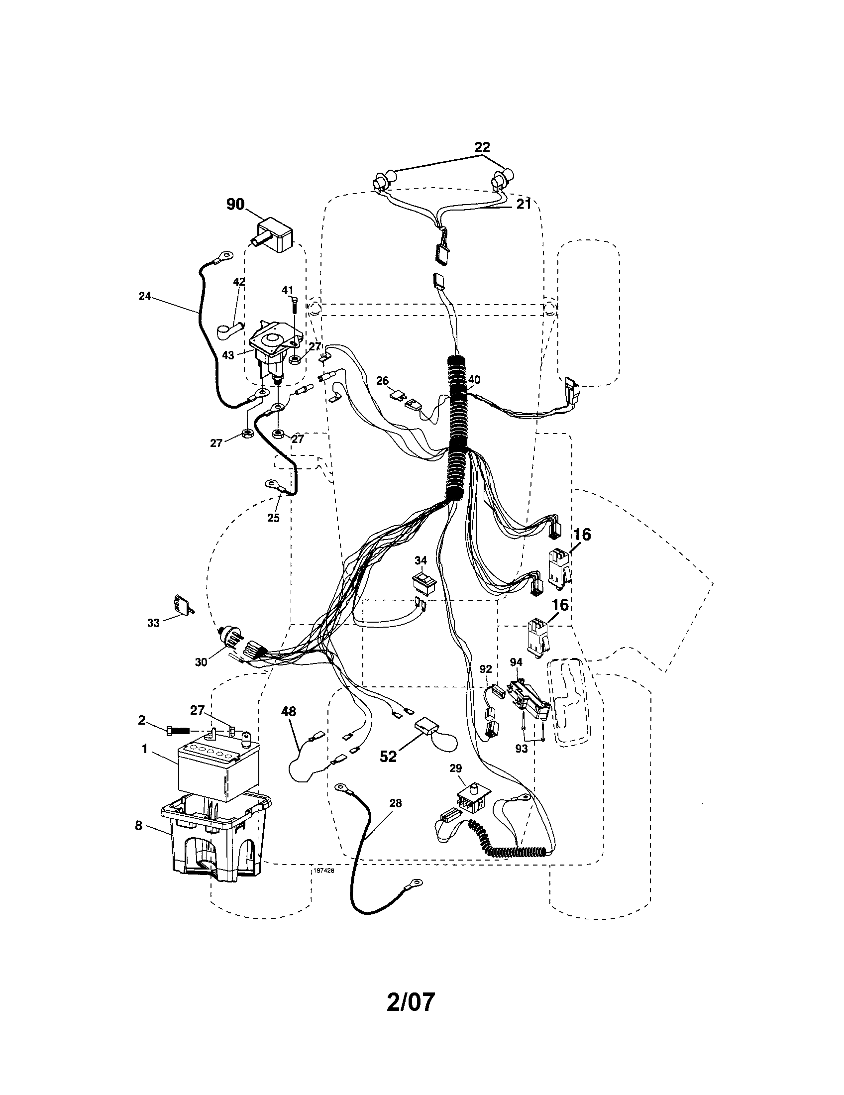Electrical Diagram and Parts List for 917287031  Craftsman Lawn Tractor