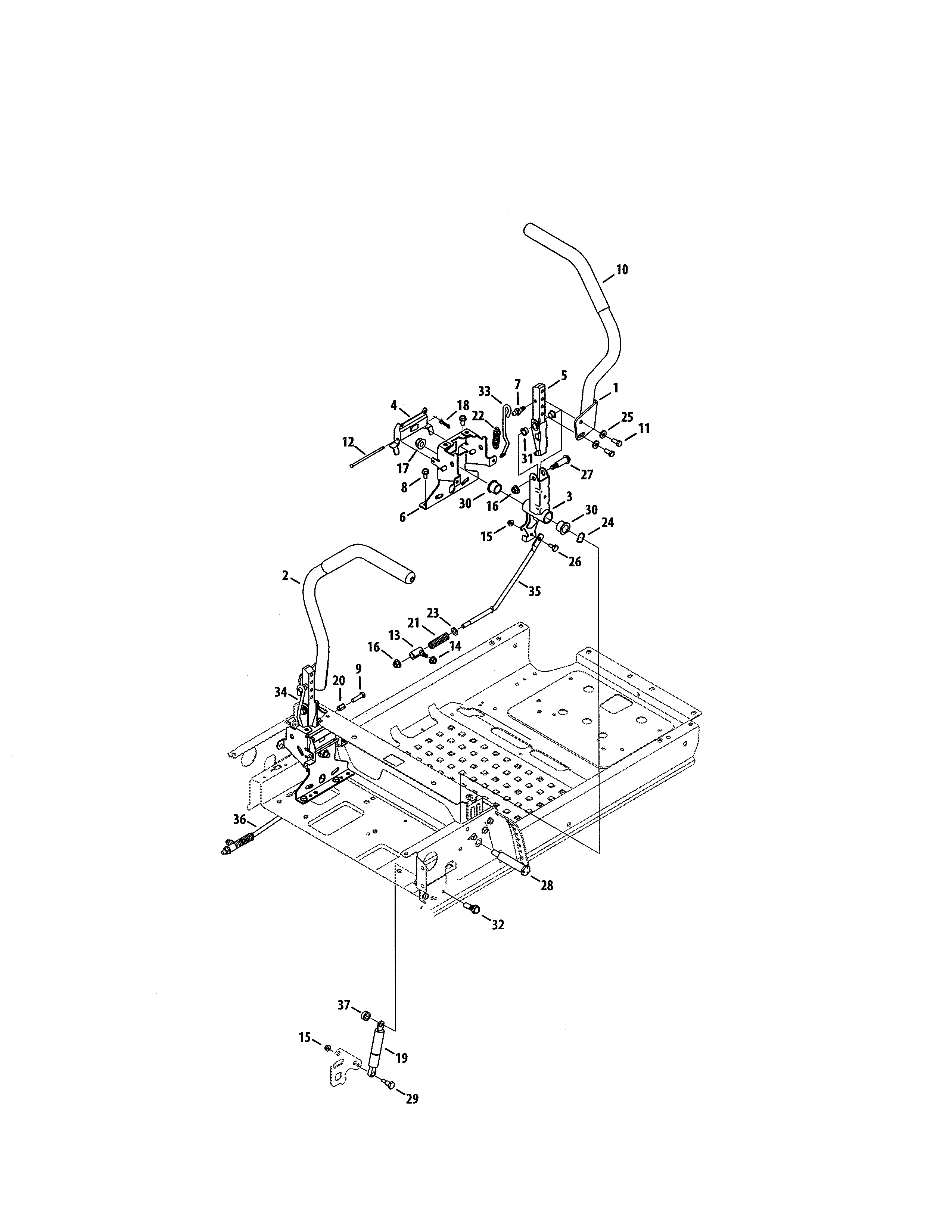 Lapbar Levers Diagram and Parts List for 247270540  Craftsman Engine