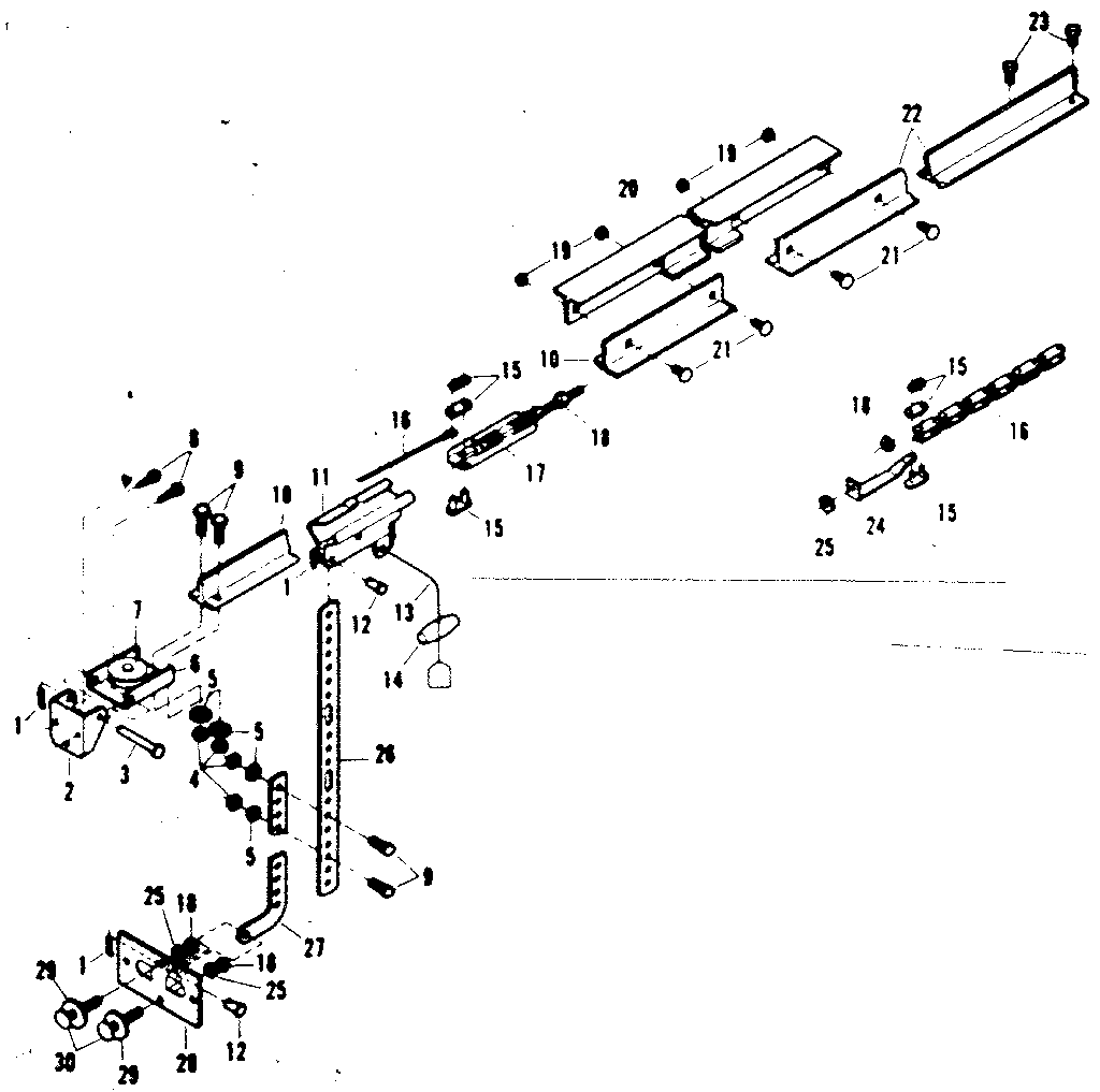 Rail Assembly Diagram and Parts List for 139664986  Craftsman Garage Door Opener