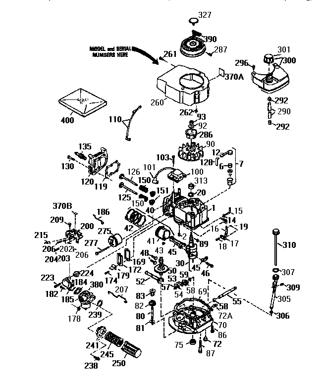 4-cycle Engine Diagram and Parts List for 143953512  Craftsman Engine