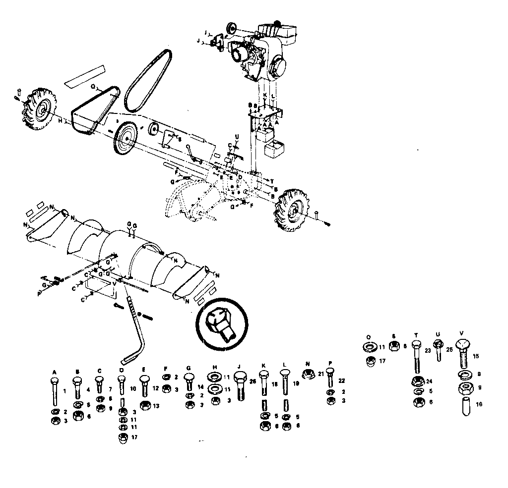 Main Frame Diagram and Parts List for 917299760  Craftsman Tiller