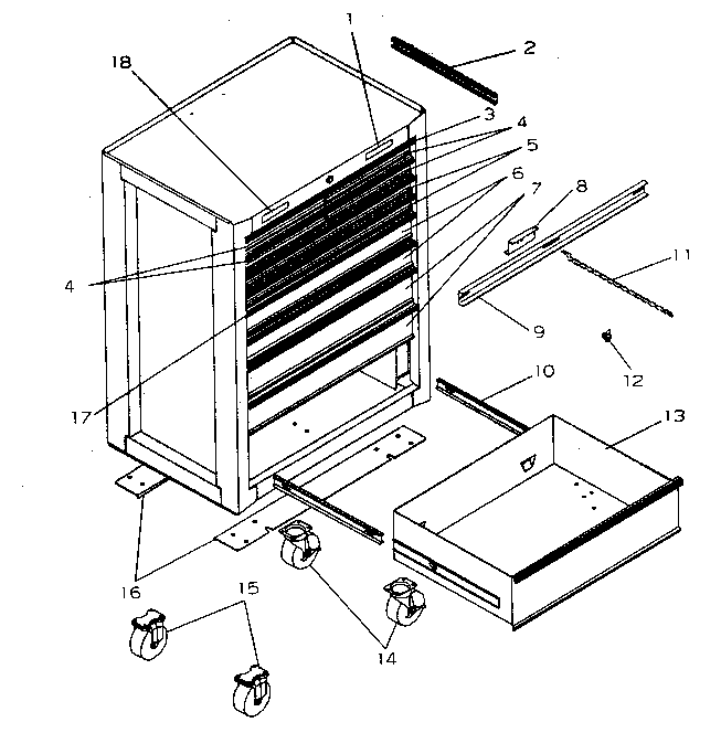 Cabinet Parts Diagram and Parts List for 706619453  Craftsman Tool Stand & Cart